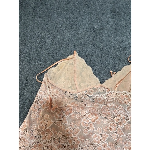 Via Nicci Romantic Nude Beige Floral Lace Slip dress‎ sheer lingerie size large - Picture 9 of 11